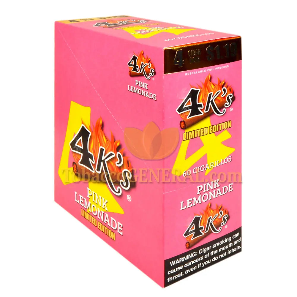 4 Kings Cigarillos 15 Packs of 4 Pre-Priced 1.19 Pink Lemonade