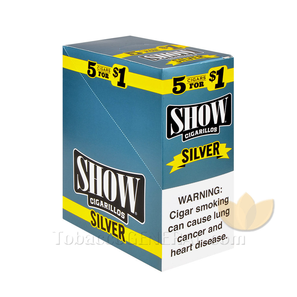 Show Cigarillos Silver Pre Priced 15 Packs of 5