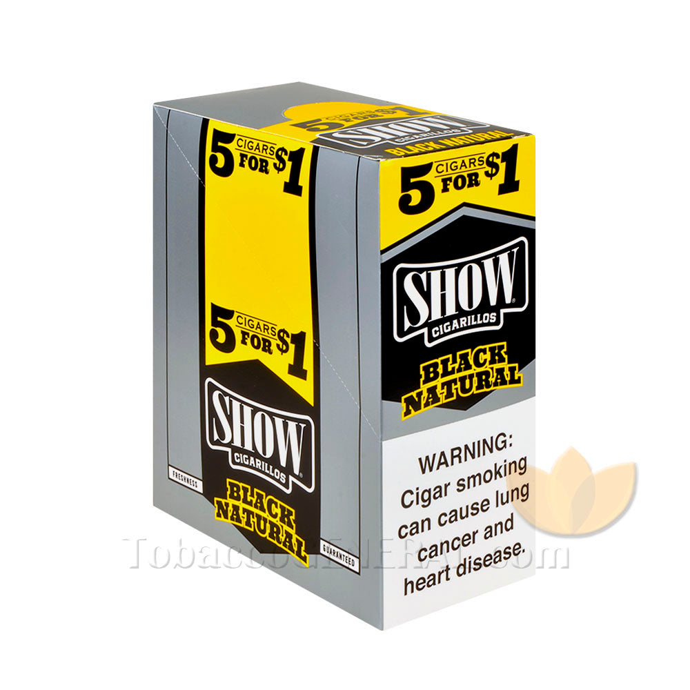 Show Cigarillos Black Natural Pre Priced 15 Packs of 5