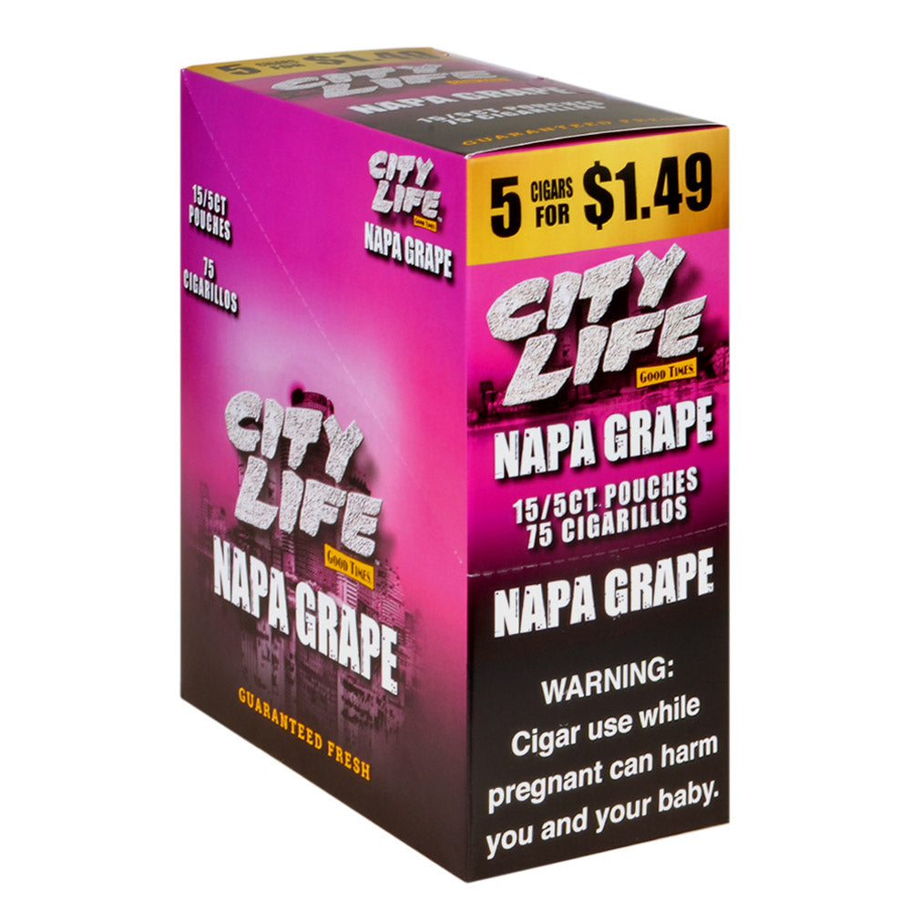 City Life Cigarillos 1.49 Pre-Priced 15 Packs of 5 Cigars Napa Grape