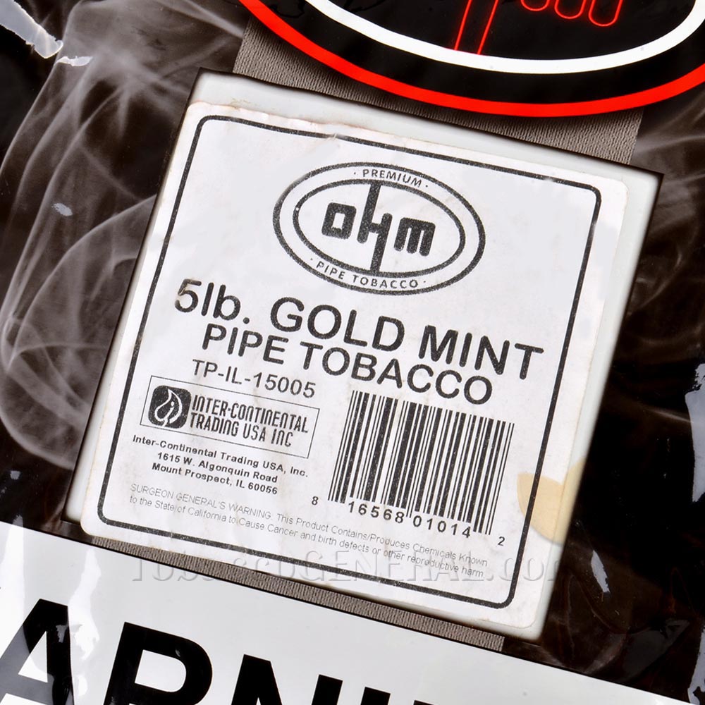 OHM Gold Mint (Gold Menthol) Pipe Tobacco Pack 5 Lb. Pack