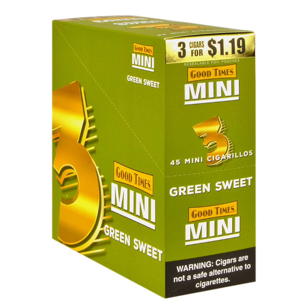 Good Times Mini Cigarillos 15 Packs of 3 Pre-Priced $1.19 Green Sweet