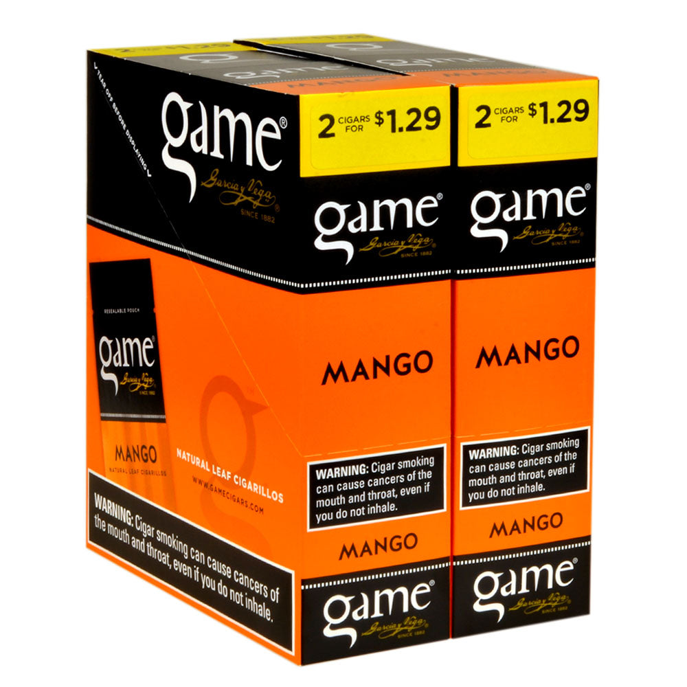 Game Cigarillos Foil Mango 2 for 1.29 Pre-Priced 30 Packs of 2