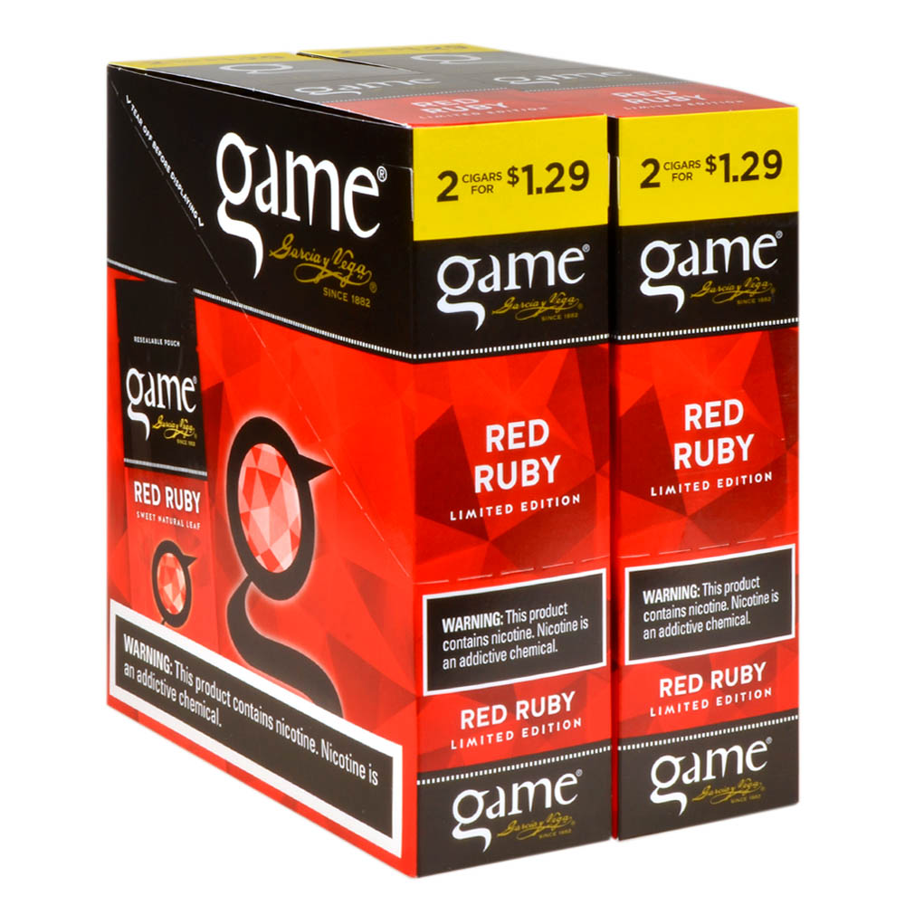 Game Cigarillos Foil Red Ruby 2 for 1.29 Pre-Priced 30 Packs of 2