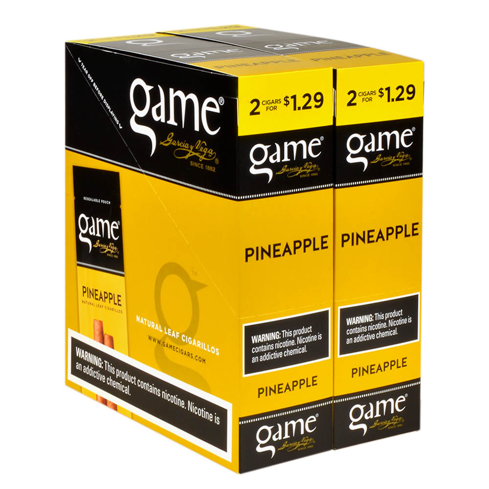 Game Cigarillos Foil Pineapple 2 for 1.29 Pre-Priced 30 Packs of 2