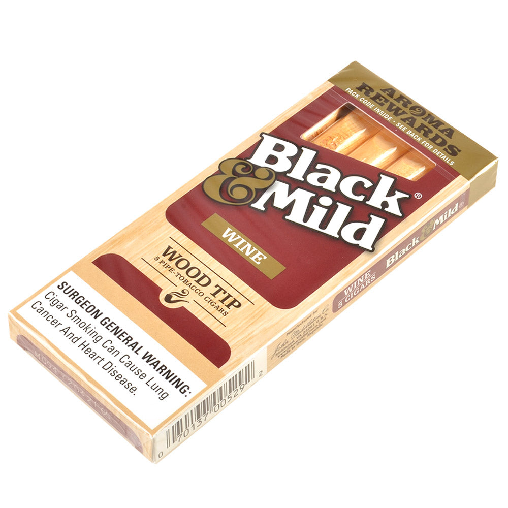 Middleton's Black & Mild Wood Tip Wine Cigars 10 Packs of 5