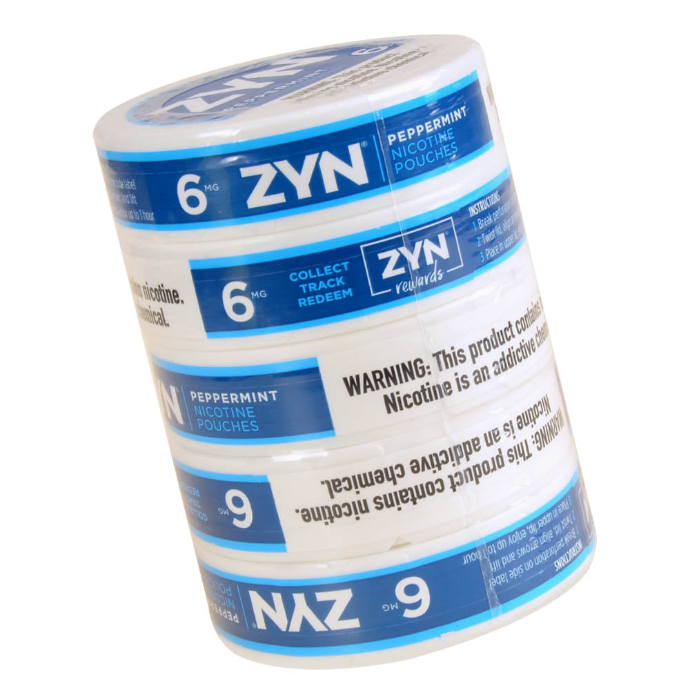 ZYN Nicotine Pouches 6mg 5 Cans of 15 Peppermint