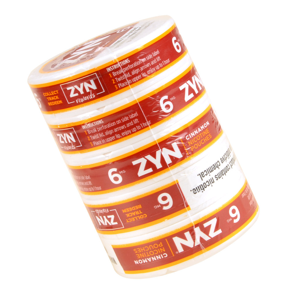 ZYN Nicotine Pouches 6mg 5 Cans of 15 Cinnamon