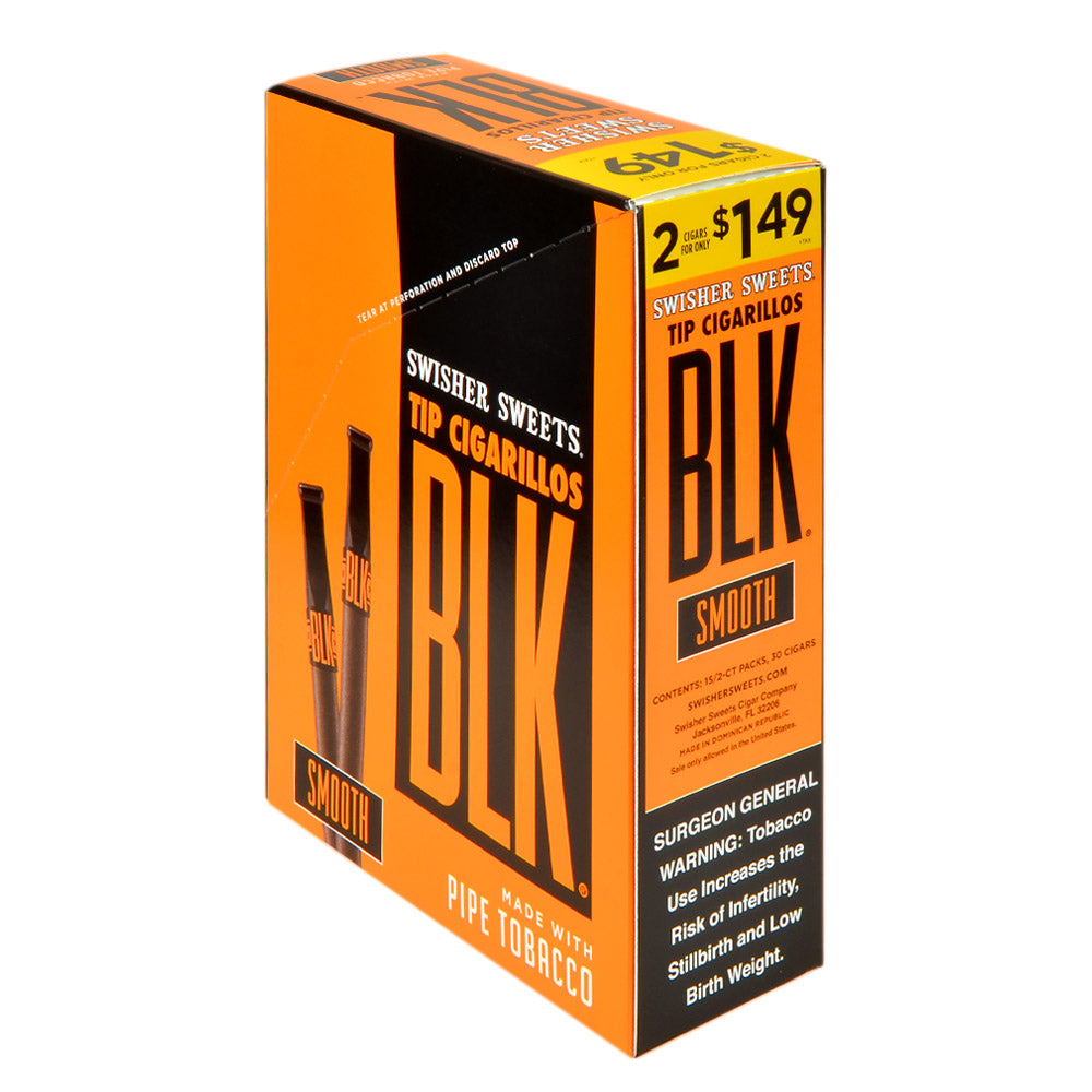 Swisher Sweets BLK Smooth Tip Cigarillos 1.49 Pre-Priced 15 Packs of 2