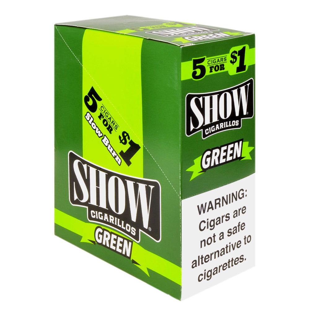 Show Cigarillos Green Pre Priced 15 Packs of 5