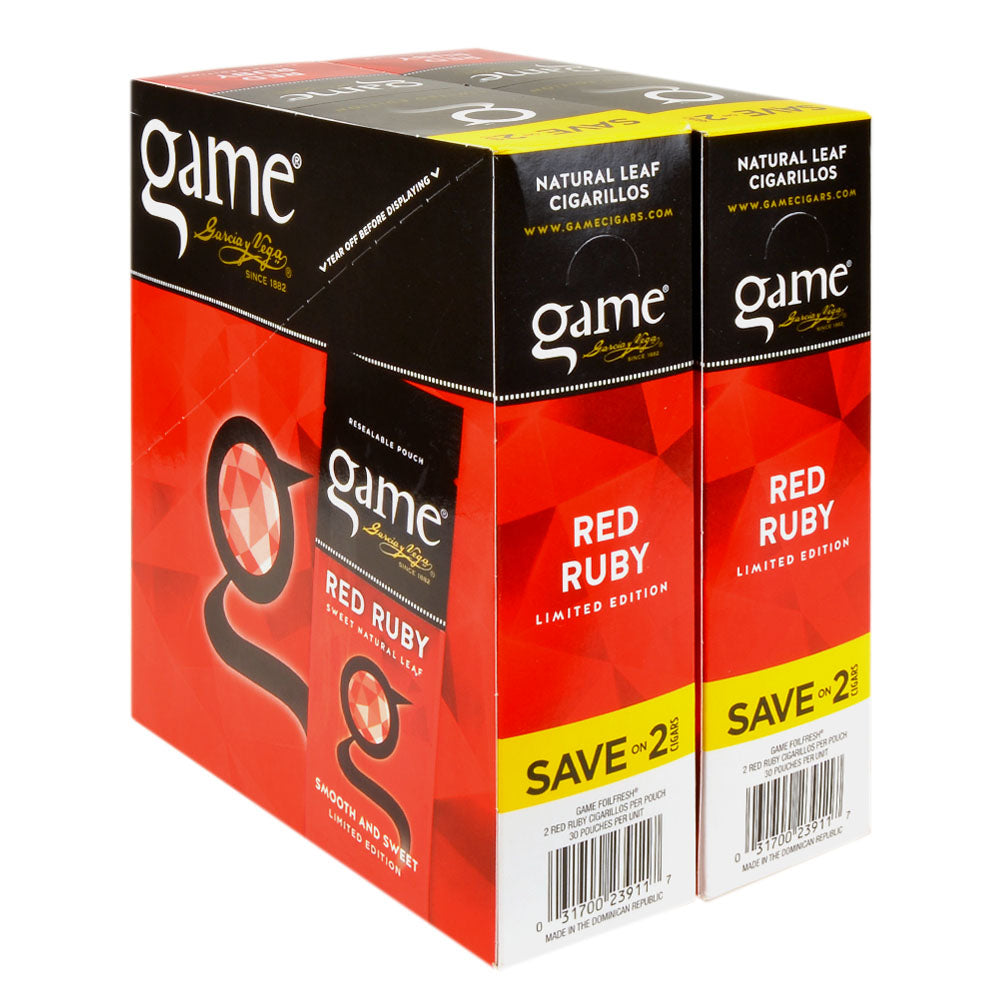 Game Cigarillos Foil 30 Packs of 2 Cigars Red Ruby