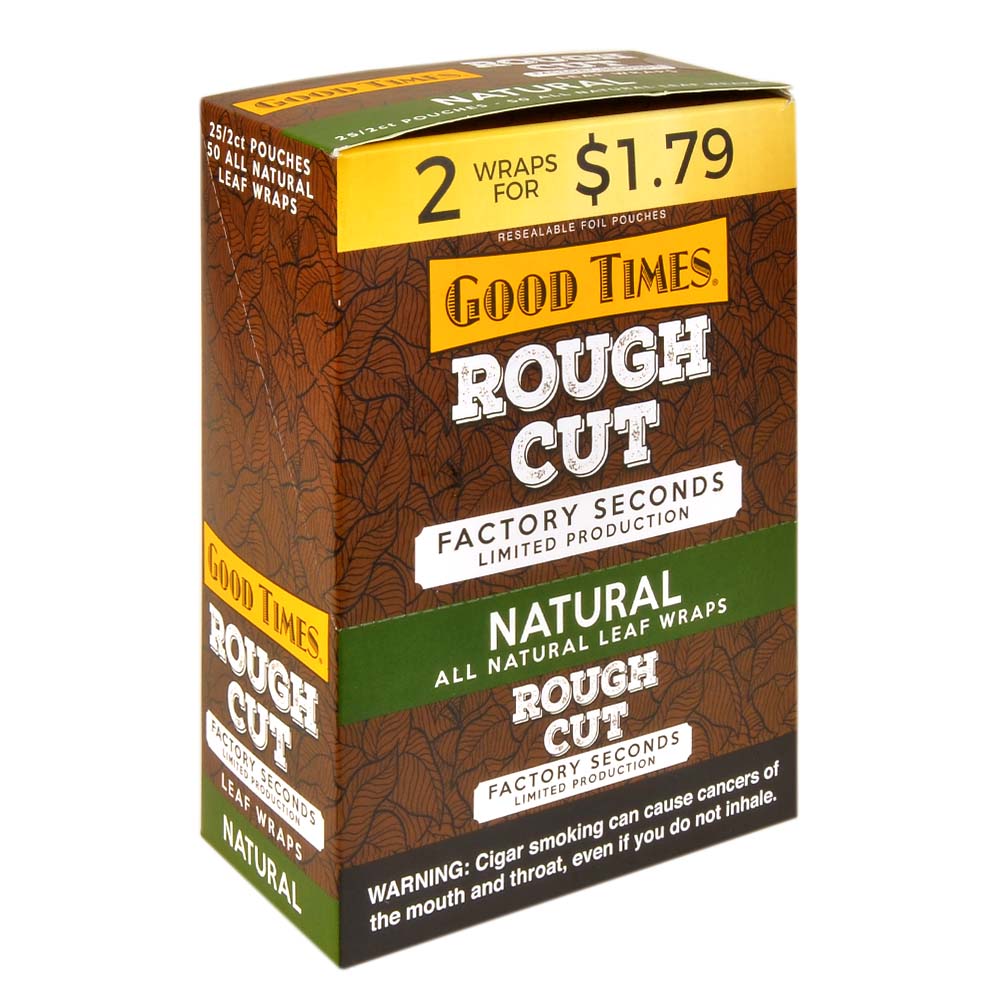 Good Times Rough Cut Leaf Wraps Natural 25 Pouches of 2