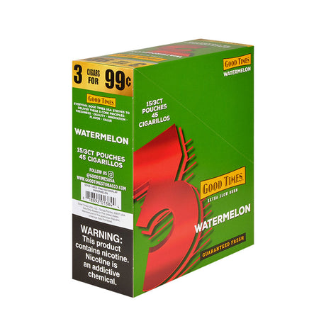 Good Times Cigarillos Watermelon 3 for 99 Cents Pre Priced 15 Packs of 3