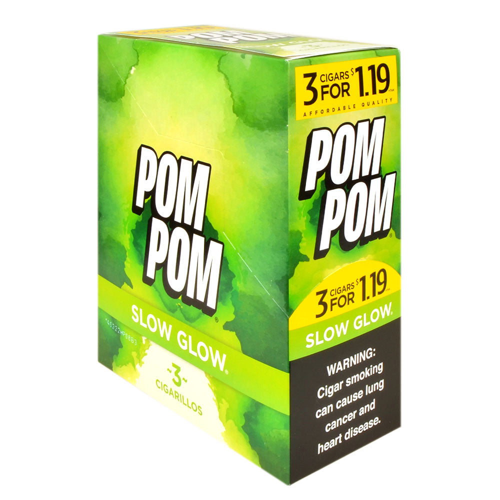 Pom Pom Cigarillos 1.29 Pre Priced 15 Packs of 3 Cigars Slow Glow