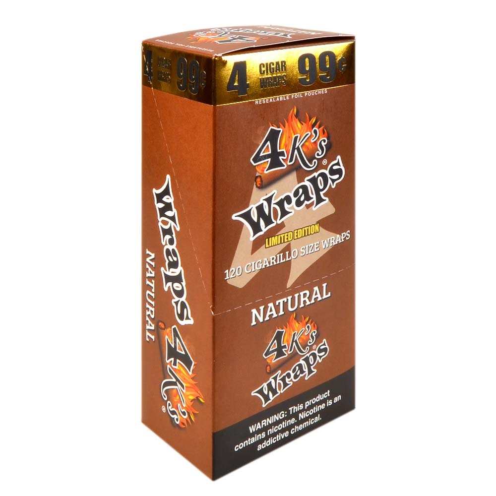 4 Kings Natural Wraps 99c Pre-Priced 30 Pouches of 4