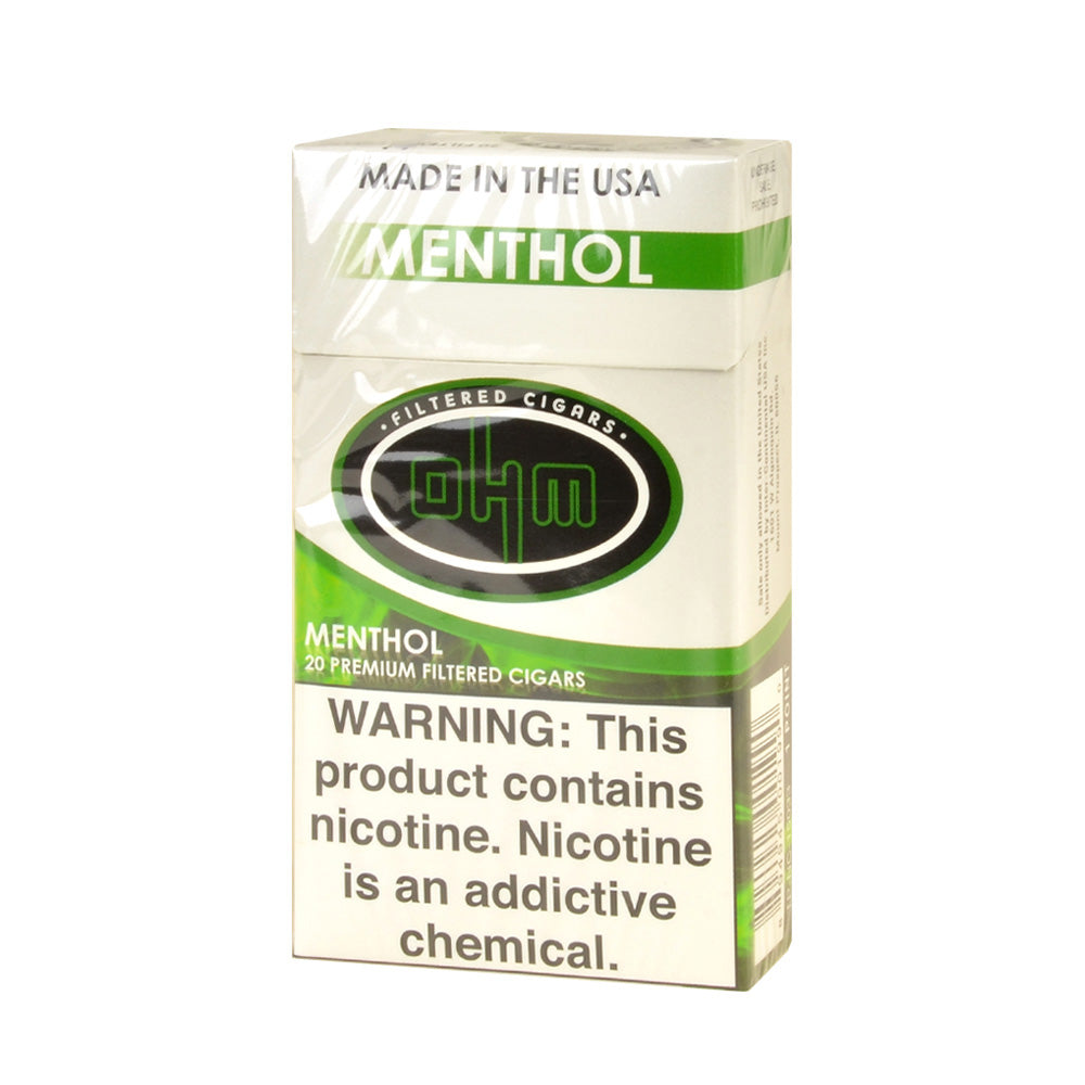 OHM Menthol Filtered Cigars 10 Packs of 20