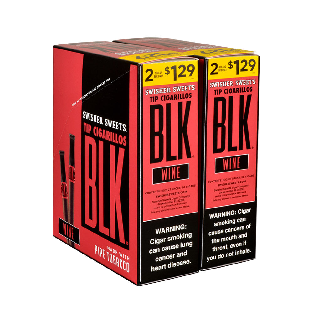 Swisher Sweets BLK Wine Tip Cigarillos 1.29 Pre-Priced 30 Packs of 2