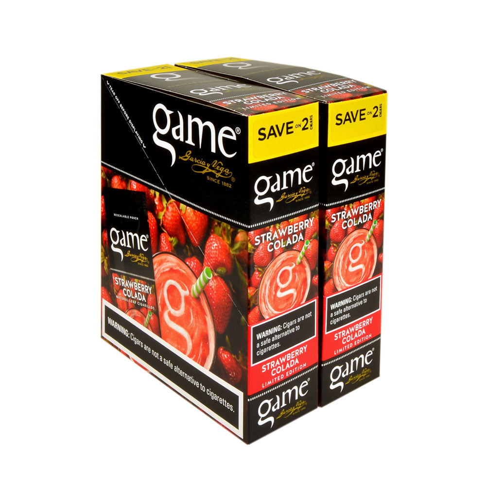 Game Cigarillos Foil 30 Packs of 2 Cigars Strawberry Colada