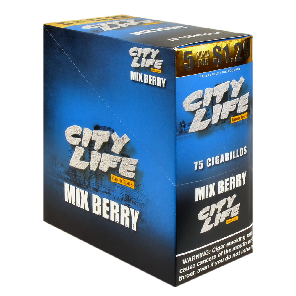 City Life Cigarillos 1.29 Pre-Priced 15 Packs of 5 Mix Berry