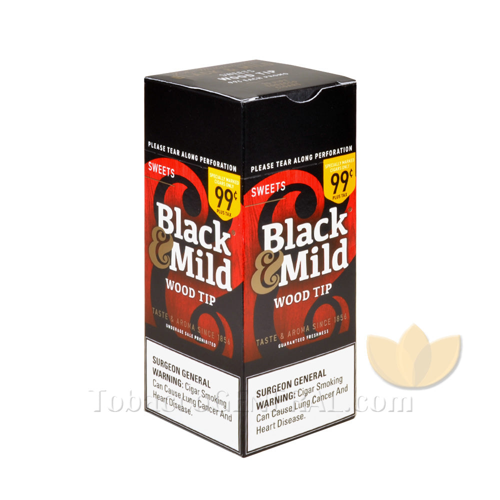 Middleton's Black & Mild Wood Tip Sweets 99c Pre-Priced Cigars Box of 25