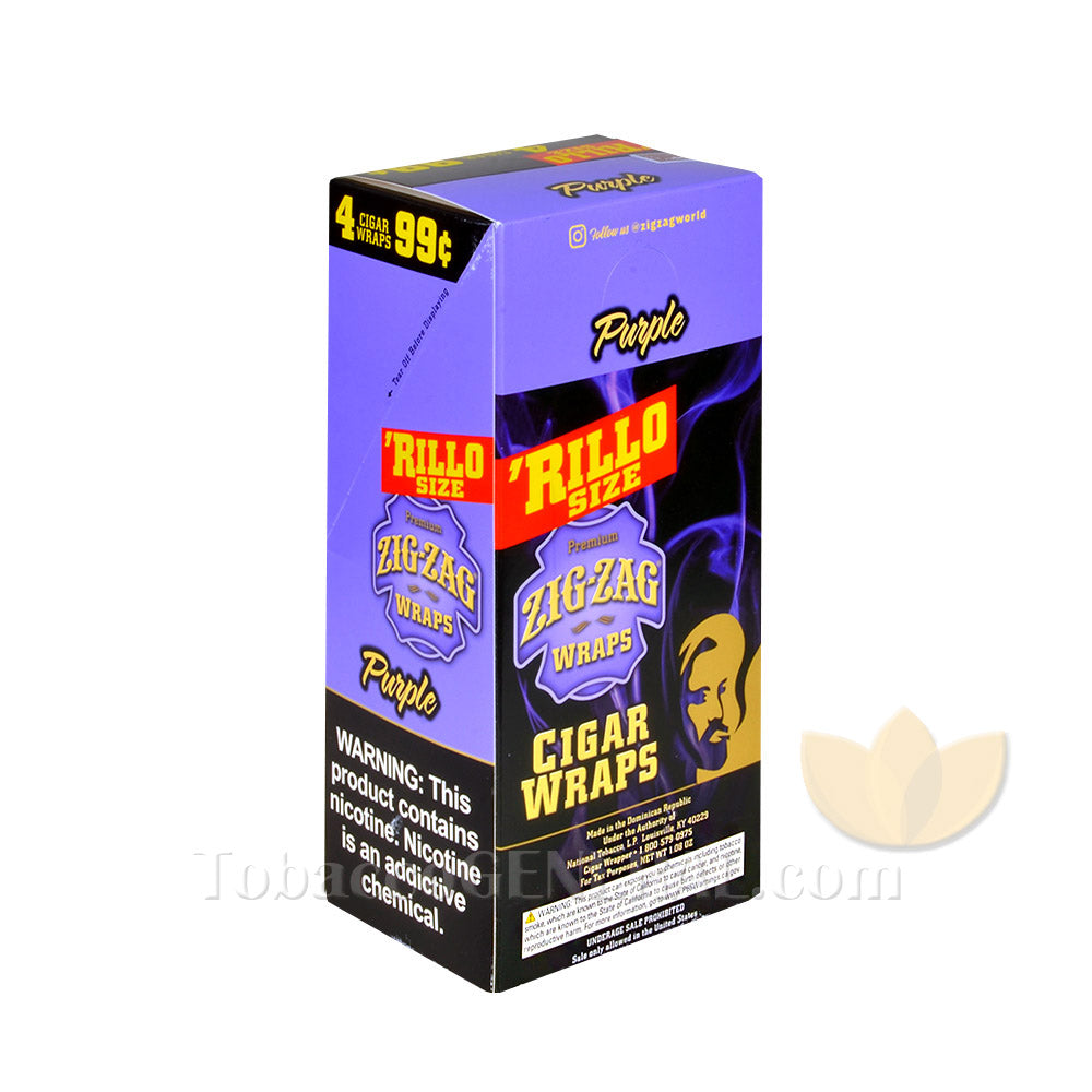 Zig Zag Rillo Size Cigar Wraps Purple 15 Packs of 4 Pre-Priced