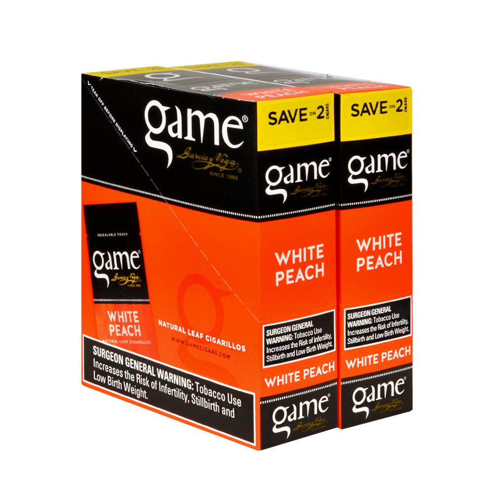 Game Cigarillos Foil 30 Packs of 2 Cigars White Peach