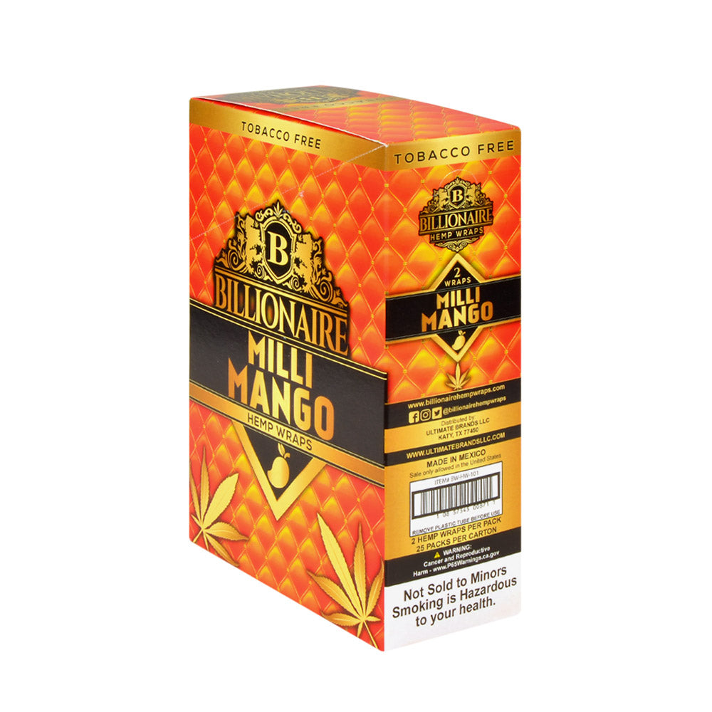 Billionaire Hemp Wraps Milli Mango 25 Packs of 2