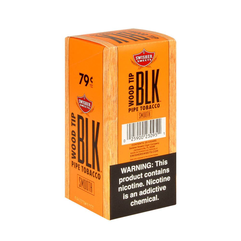 Swisher Sweets Wood Tip BLK Smooth Pre-Priced 79c Cigarillos Pack of 25