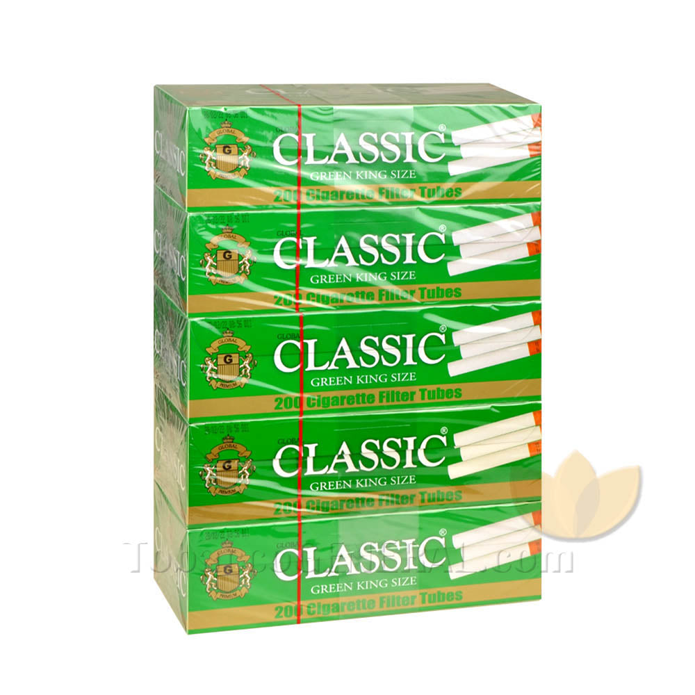 Classic Filter Tubes King Size Green (Menthol) 5 Cartons of 200