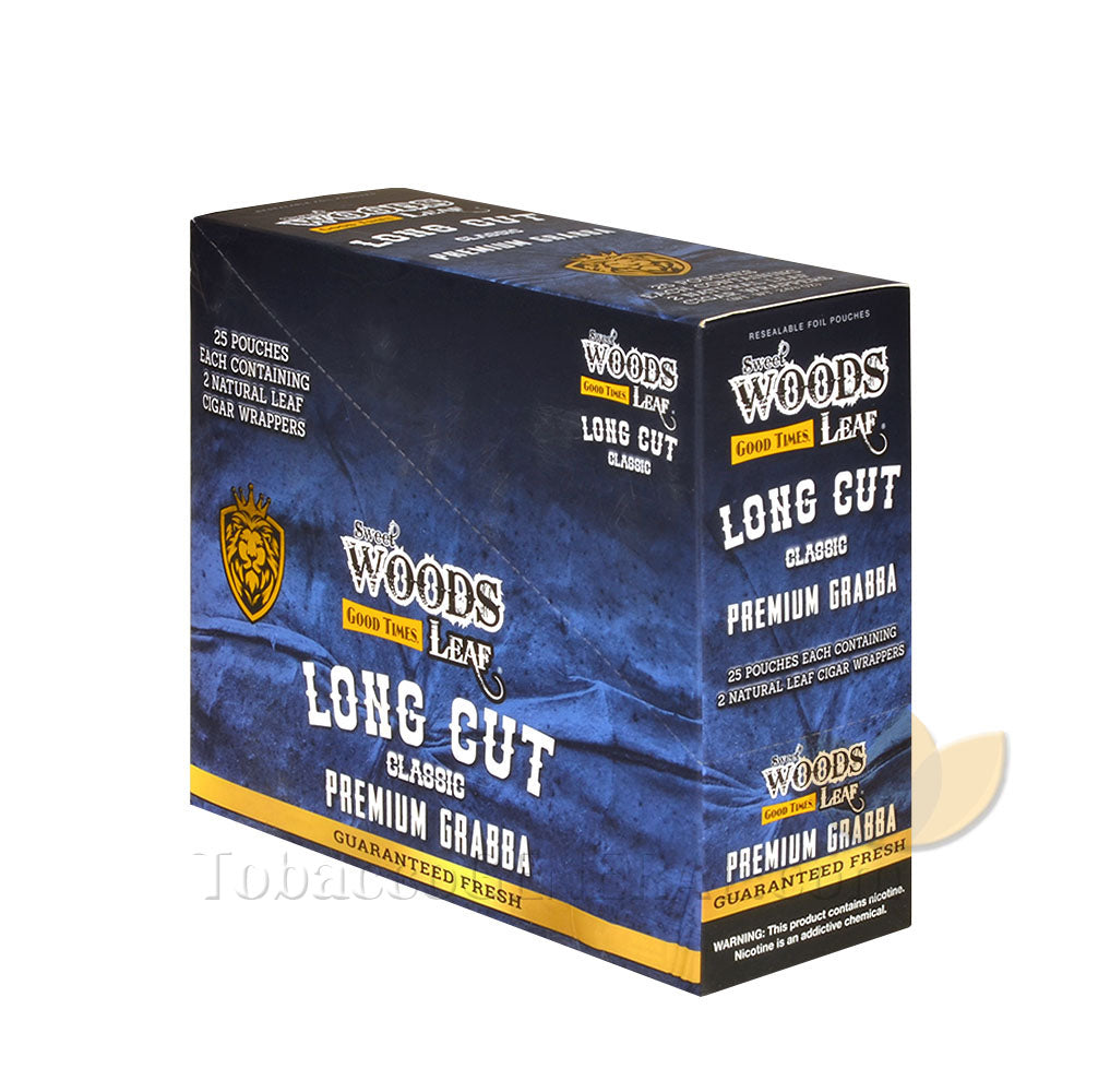 Good Times Sweet Woods Leaf Long Cut Premium Grabba Cigar Wraps Classic 25 Pouches of 2