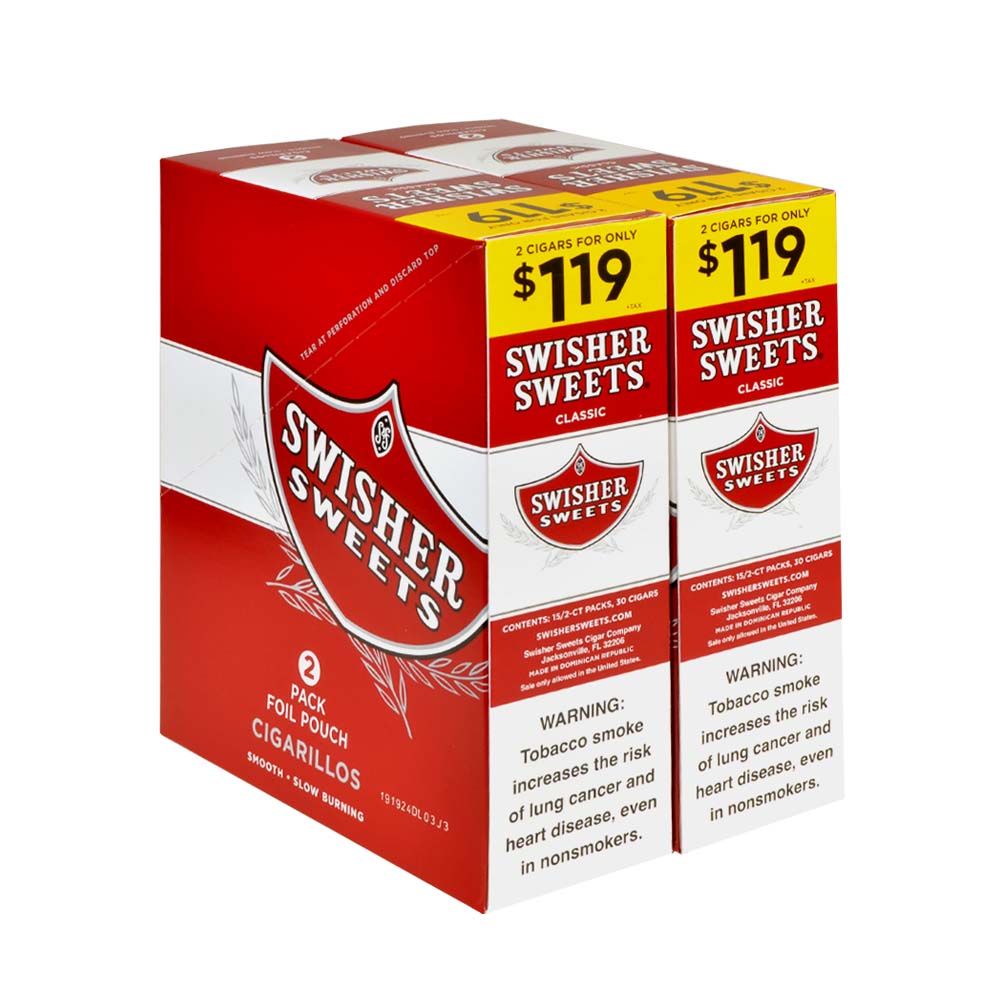 Swisher Sweets Regular Cigarillos 1.19 Pre-Priced 30 Packs of 2