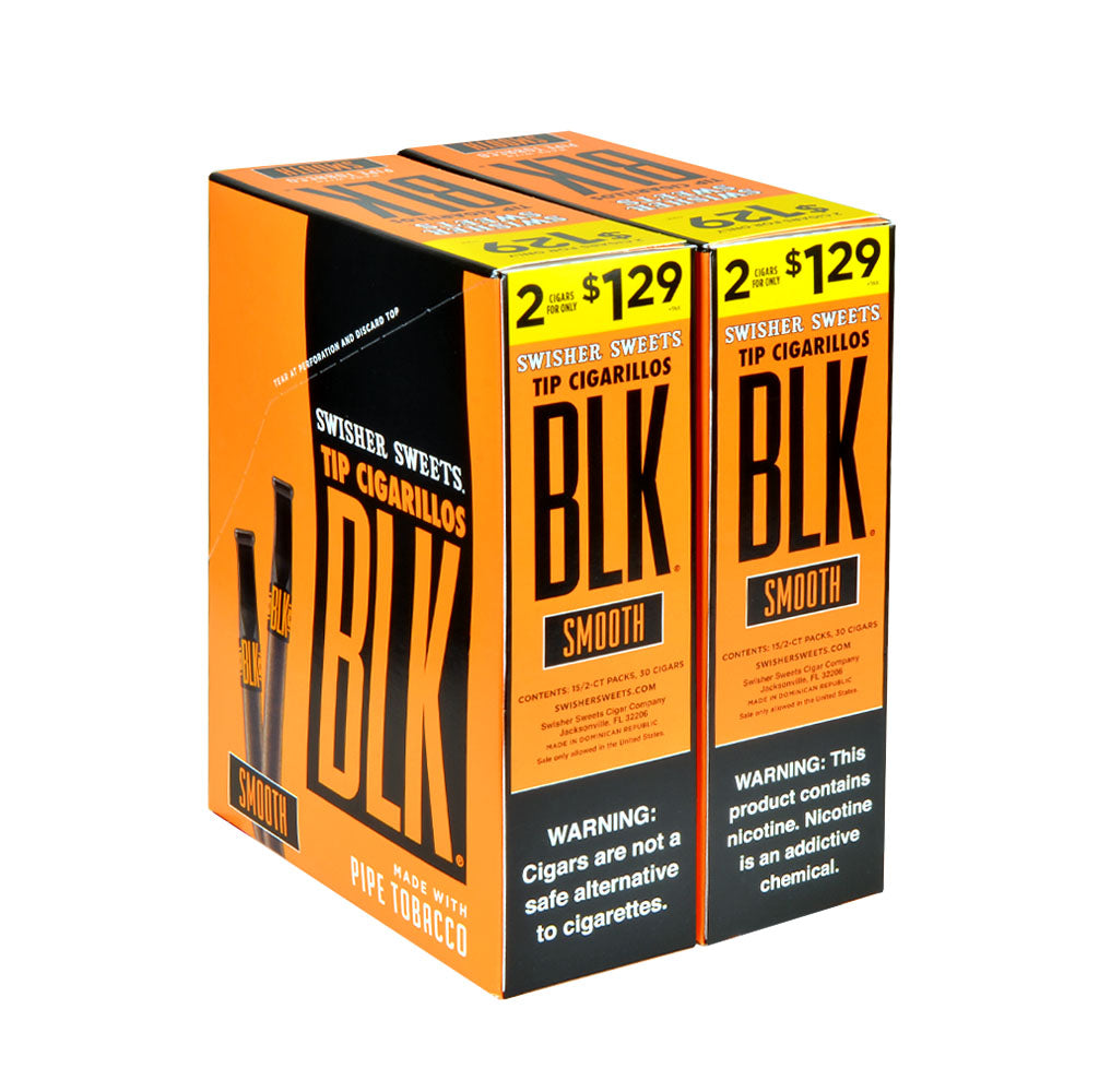 Swisher Sweets BLK Smooth Tip Cigarillos 1.29 Pre-Priced 30 Packs of 2