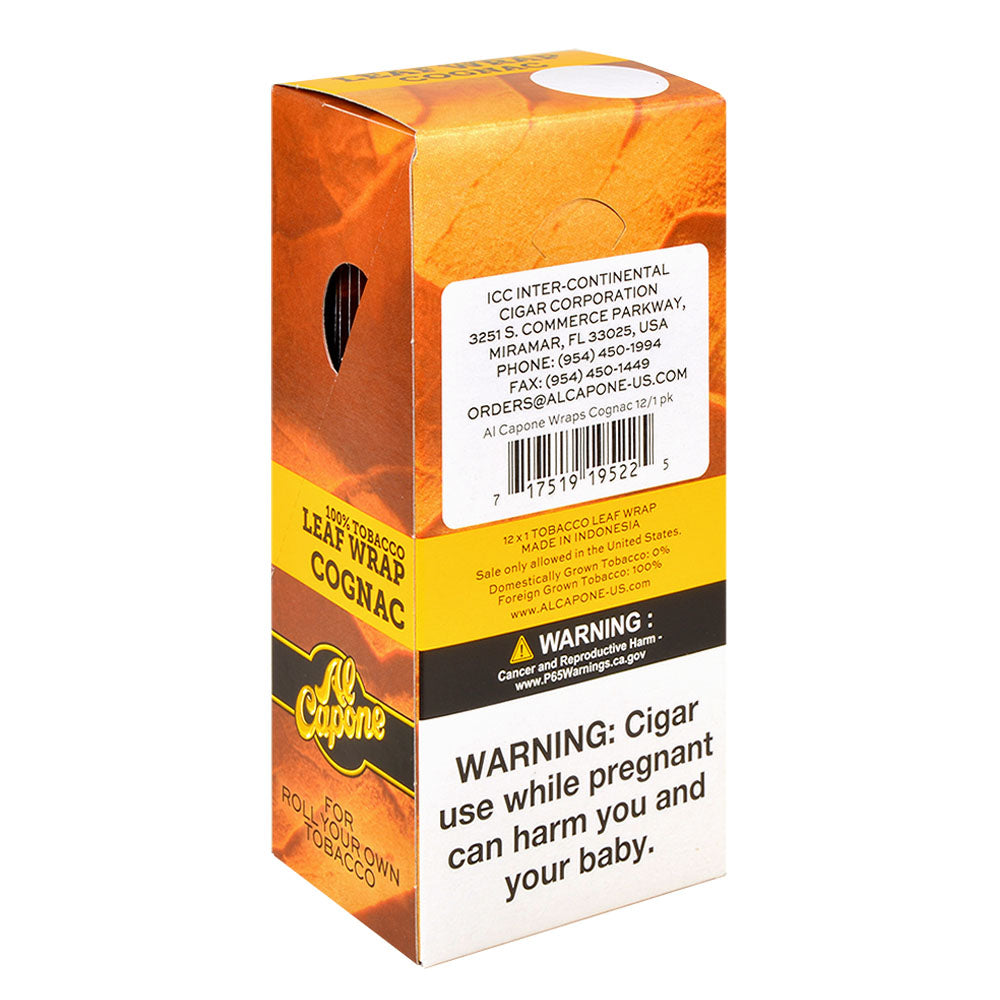 Al Capone Tobacco Leaf Wraps Cognac Pack of 12