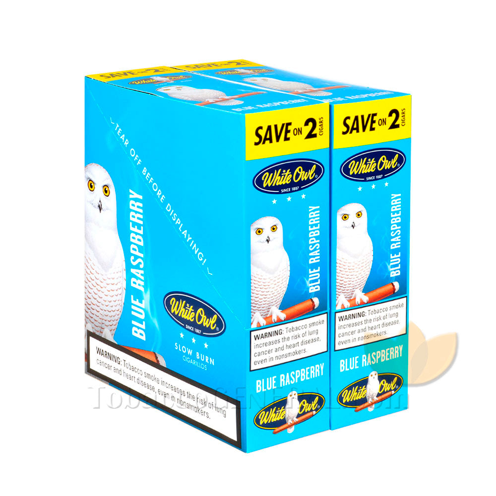 White Owl Cigarillos 30 Packs of 2 Cigars Blue Raspberry