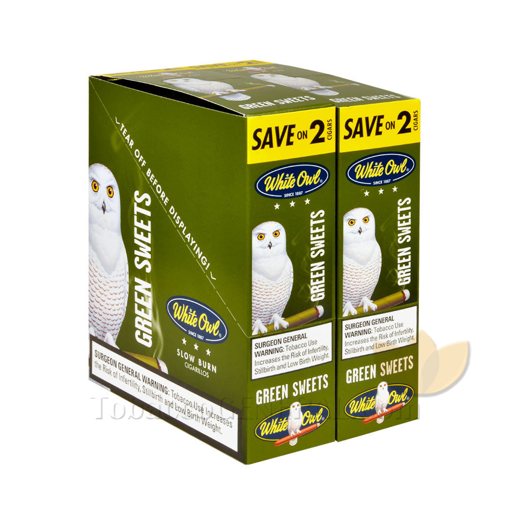 White Owl Cigarillos 30 Packs of 2 Cigars Green Sweets