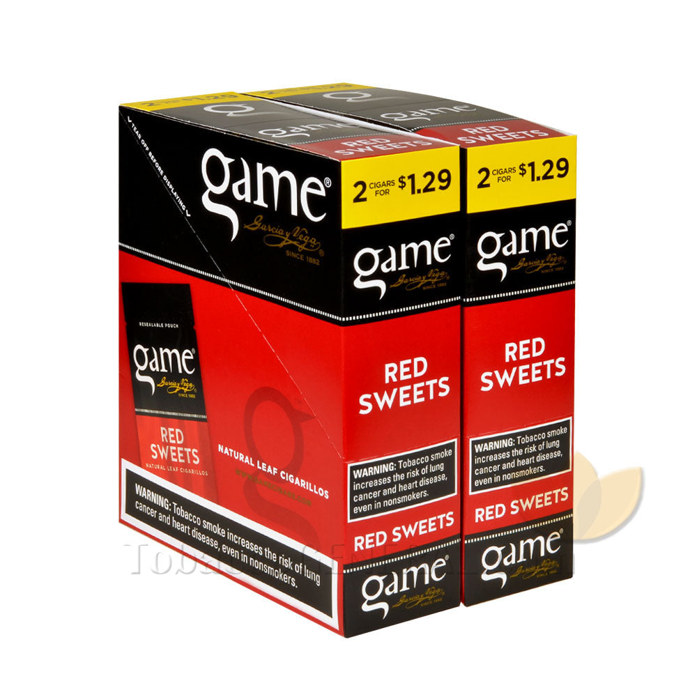 Game Cigarillos Foil Red Sweets 2 for 1.29 Pre-Priced 30 Packs of 2