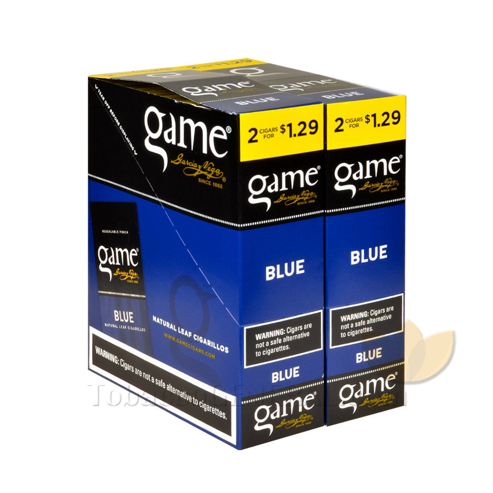 Game Cigarillos Foil Blue 2 for 1.29 Pre-Priced 30 Packs of 2