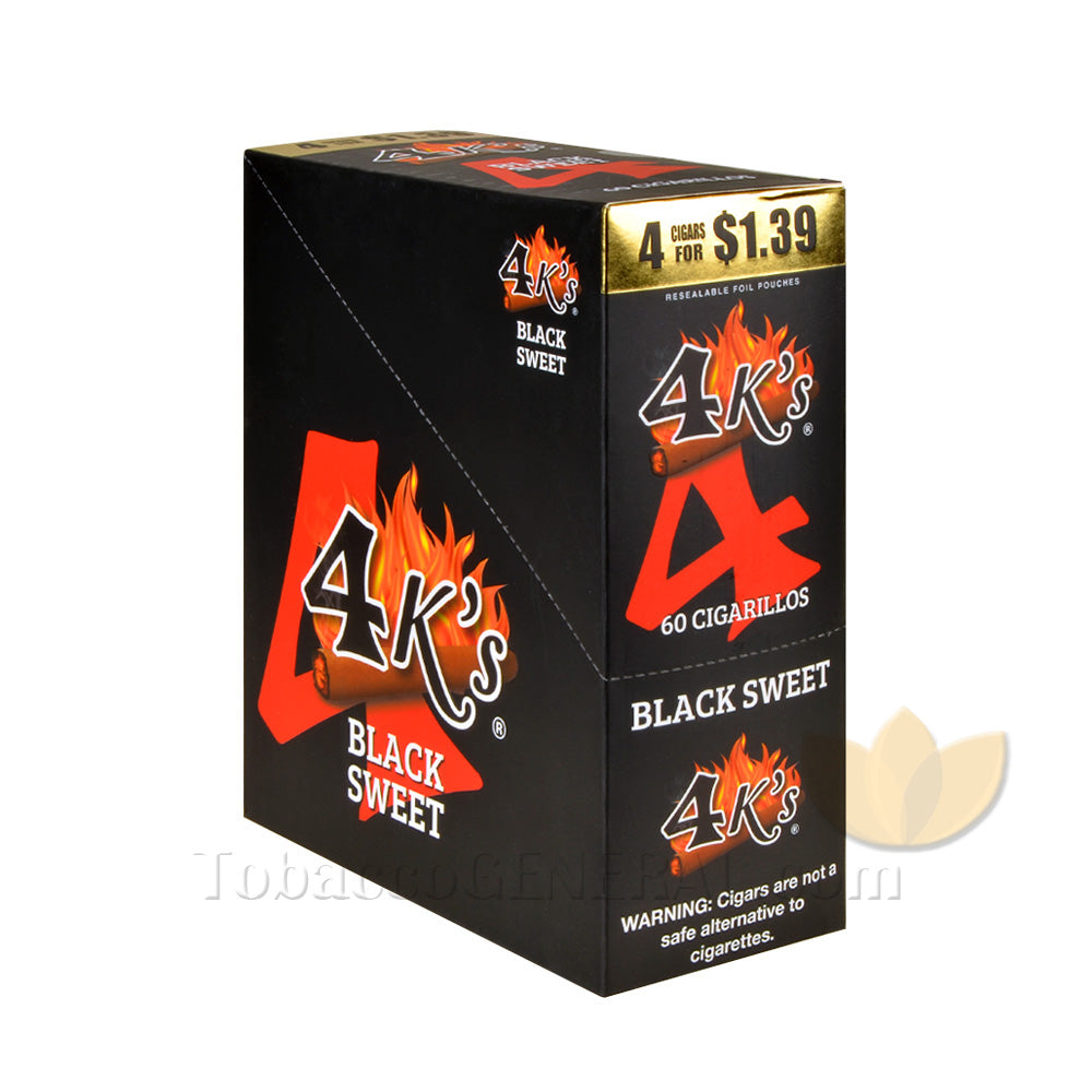 4 Kings Cigarillos 15 Packs of 4 Pre-Priced 1.39 Black Sweet