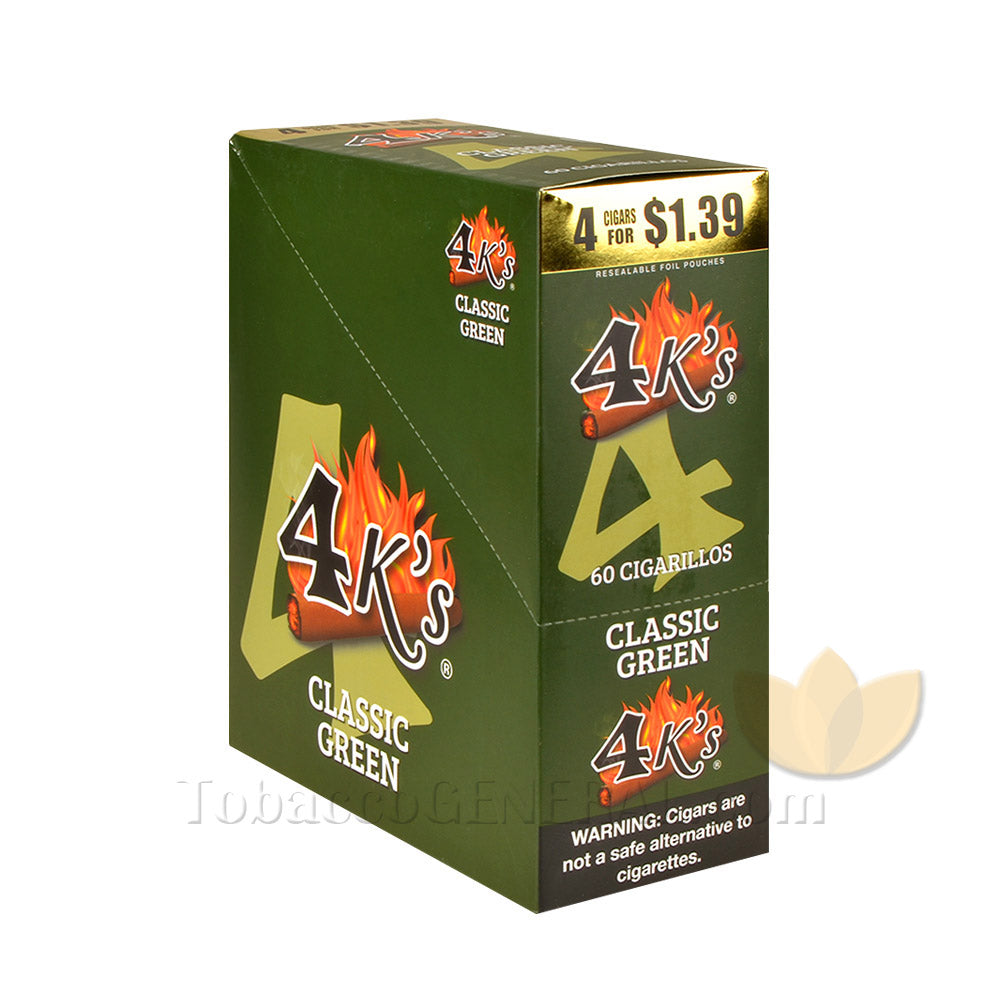 4 Kings Cigarillos 15 Packs of 4 Pre-Priced 1.39 Classic Green