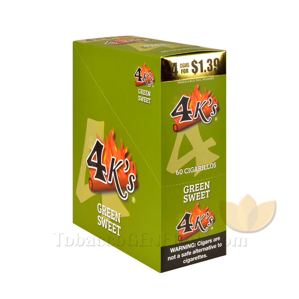 4 Kings Cigarillos 15 Packs of 4 Pre-Priced 1.39 Green Sweet