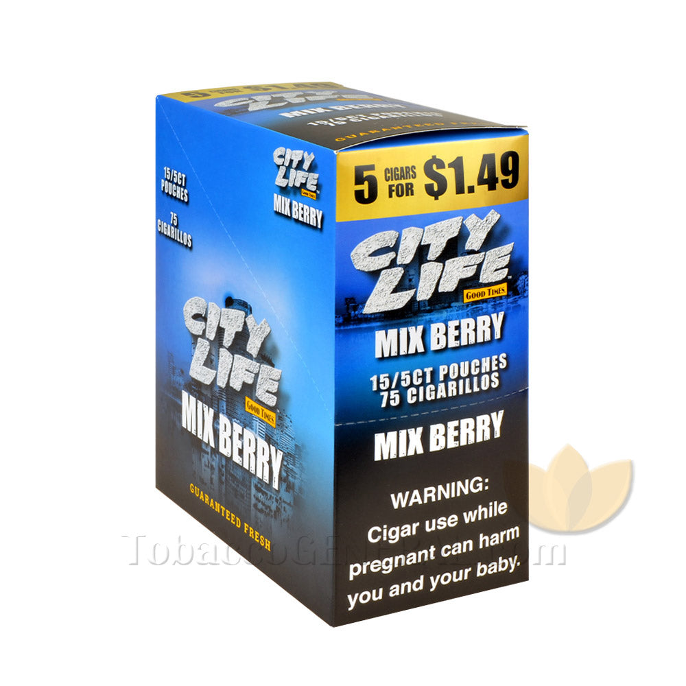 City Life Cigarillos 1.49 Pre-Priced 15 Packs of 5 Cigars Mix Berry