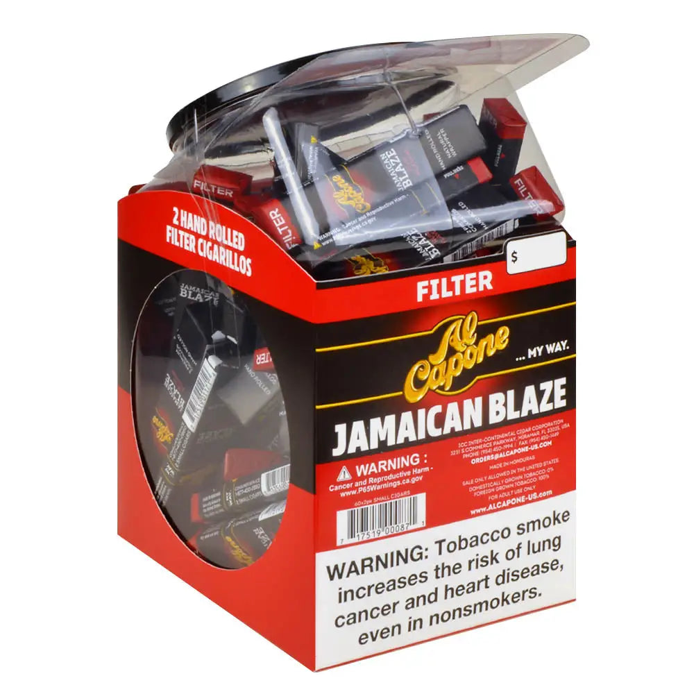 Al Capone Jar Jamaican Blaze (Rum) Filter Cigarillos 60 Packs of 2