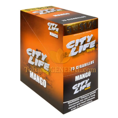 City Life Cigarillos 1.29 Pre-Priced 15 Packs of 5 Mango