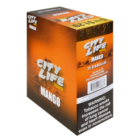 City Life Cigarillos 1.29 Pre-Priced 15 Packs of 5 Mango