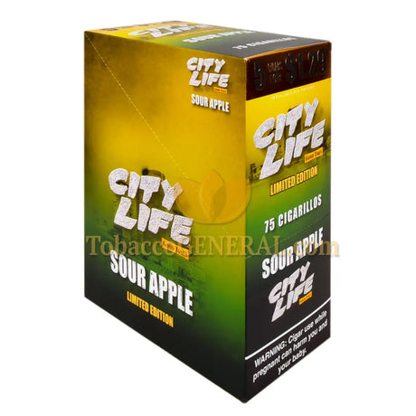 City Life Cigarillos 1.29 Pre-Priced 15 Packs of 5 Sour Apple