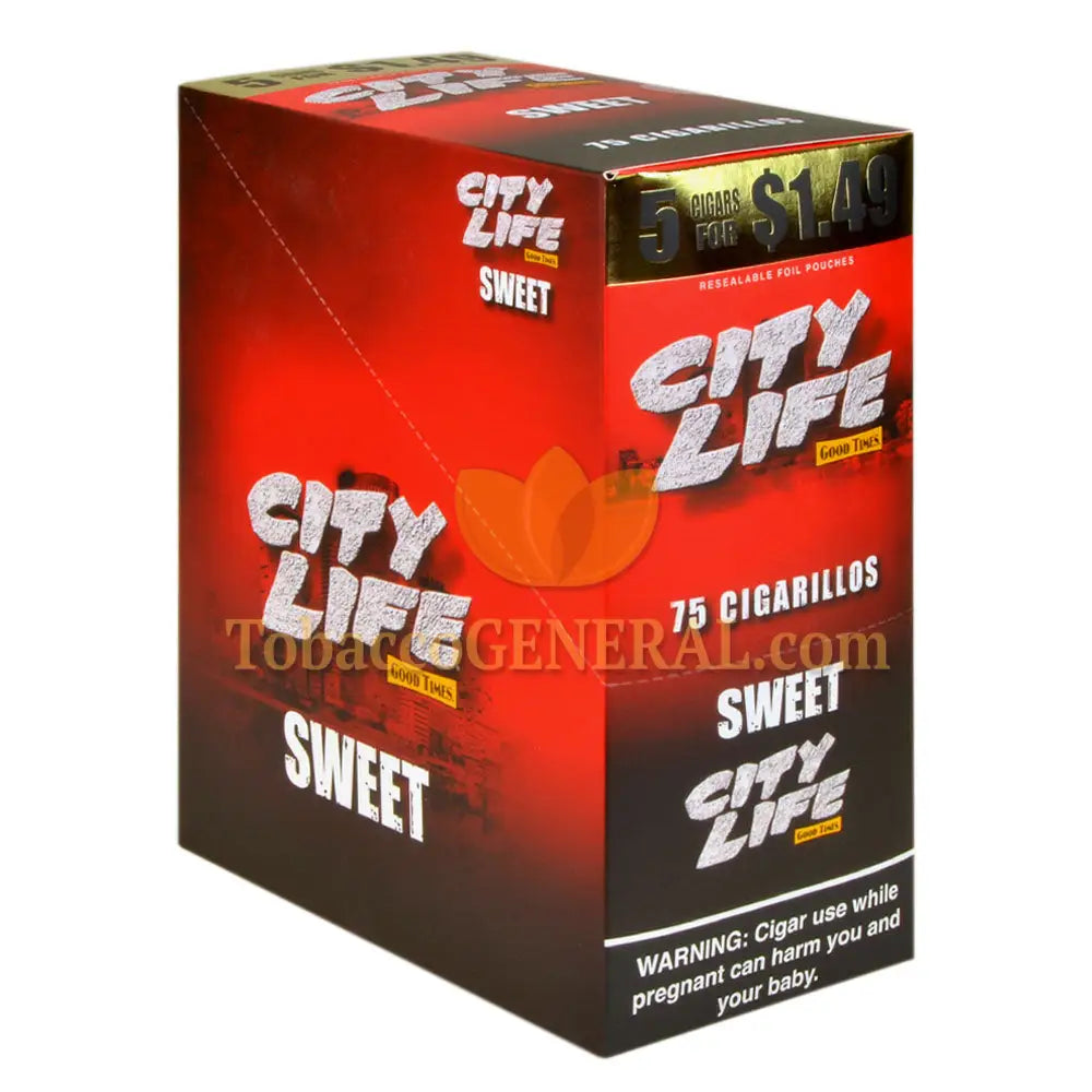 City Life Cigarillos 1.49 Pre-Priced 15 Packs of 5 Cigars Sweet