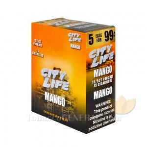 City Life Cigarillos Mango 99 Cents Pre Priced 15 Packs of 5 Cigars