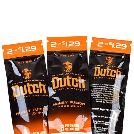 Dutch Masters Foil Honey Fusion (Golden) 1.29 Pre-Priced Cigarillos 30 Packs of 2