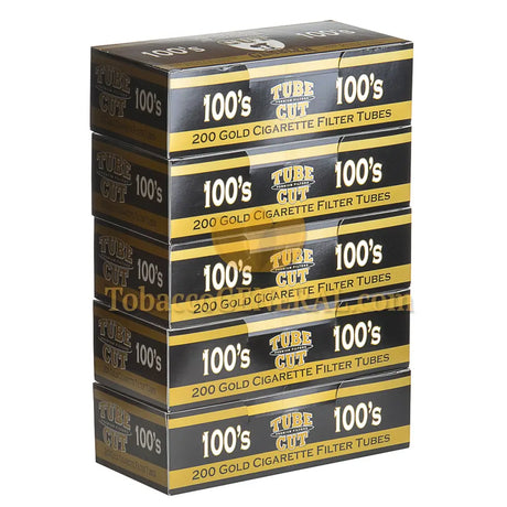 Gambler Tube Cut Filter Tubes 100 mm Gold (Light) 5 Cartons of 200 1