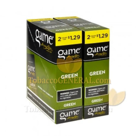 Game Cigarillos Foil Green 2 for 1.29 Pre-Priced 30 Packs of 2